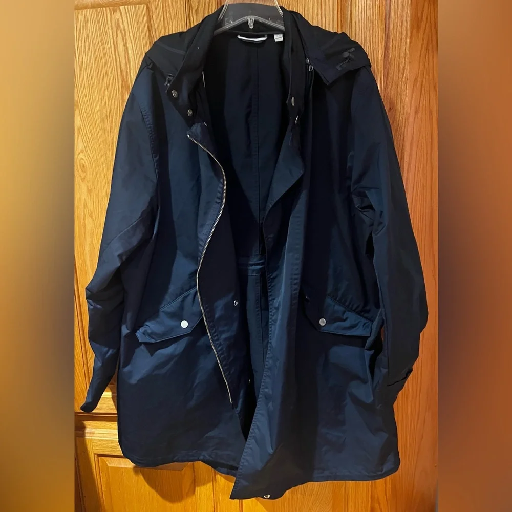 Lacoste Taffeta Hooded Extra Long Parka Jacket Coat Navy‎ Blue Men's Size 4XL